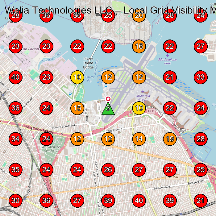 Walia Technologies LLC GeoGrid visibility map for Computer Support And Services in New York